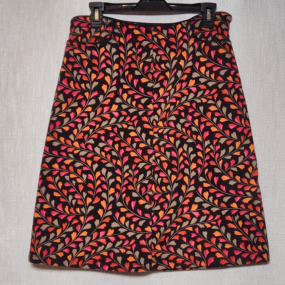 TALBOTS Stretch Fall Autumn Patterned A Frame Skirt Pockets Size 10